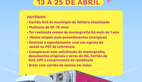 Imagens da IBITIARA, A CARRETA DA MAMOGRAFIA ESTÁ CHEGANDO!