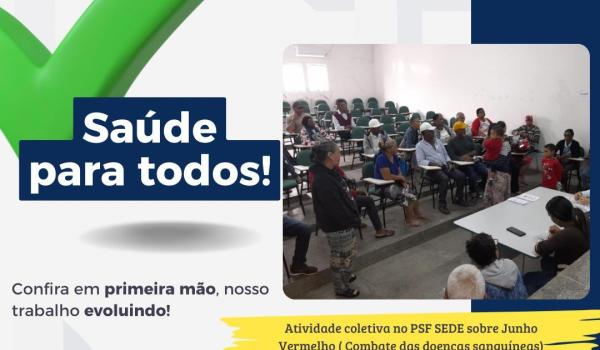 Imagens da No dia 18 de junho foi realizada atividade coletiva no auditório do PSF SEDE sobre Junho Vermelho, pelo enfermeiro Herbert Públio.