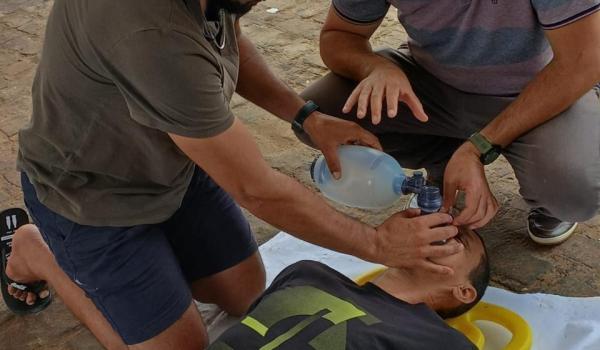 Imagens da Capacitação com a equipe do disk ambulância sobre primeiros socorros ministrado pela enfermeiro Herbert Públio 