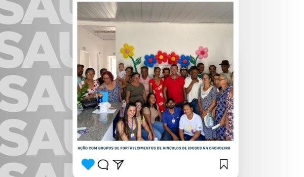 Na última quinta (24) no posto satélite de Cachoeira a equipe do CRAS e profissionais de saúde criaram um grupo de convivência e fortalecimento de vínculos com os idosos da comunidade. Na última quinta (24) no posto satélite de Cachoeira a equipe do CRAS e profissionais de saúde criaram um grupo de convivência e fortalecimento de vínculos com os idosos da comunidade.