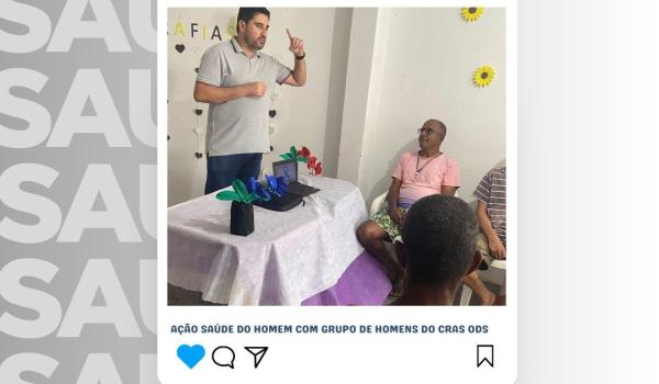 Na última terça (21) foi realizada uma ação com a parceira da Secretaria Municipal de Saúde e CRAS OLHOS DGUA DO SECO em que o enfermeiro Herbert Públio realizou palestra com grupo de homens para abordar sobre Câncer de próstata. Na última terça (21) foi realizada uma ação com a parceira da Secretaria Municipal de Saúde e CRAS OLHOS DGUA DO SECO em que o enfermeiro Herbert Públio realizou palestra com grupo de homens para abordar sobre Câncer de próstata.